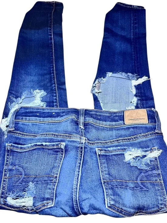 American Eagle Outfitters Ripped Dark Blue Skinny Jeans - Picture 4 of 5